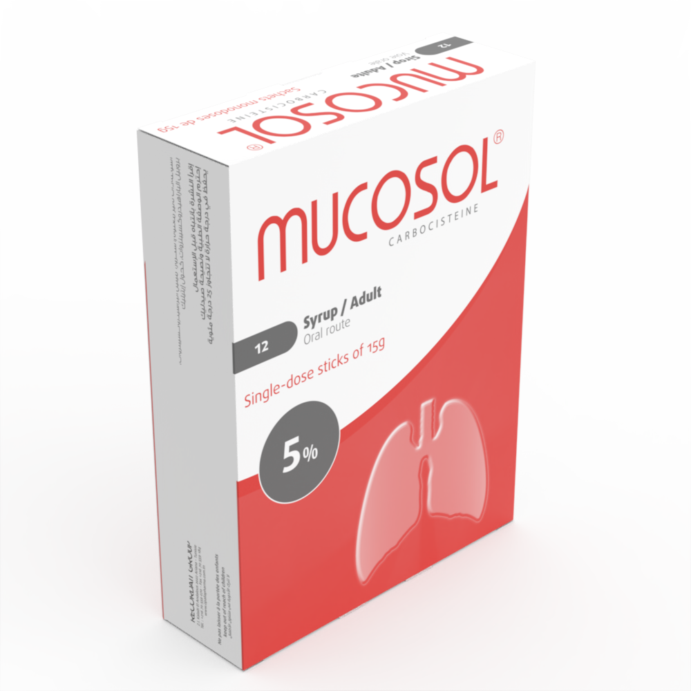 MUCOSOL ADULTS 5% Syrup Box of 12 sachets-dose of 15 g